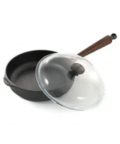 Cookware Skeppshult Traditional Cast Iron Deep Saute Pan With Lid 25cm