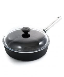 Skeppshult Professional Cast Iron & Stainless Steel Saute Pan With Glass Lid 25cm