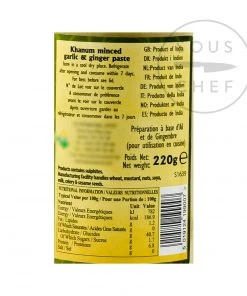 Ingredients Khanum Minced Garlic & Ginger 220g