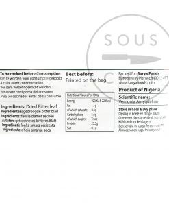 Mother Africa Bitter Leaves 25g Ingredients