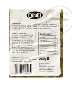 Ingredients Difatti Gluten Free Spinach Gnocchi 250g