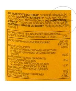 Ingredients Yakso Organic Ghee 300g