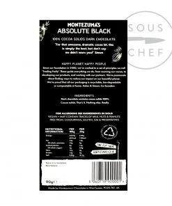 Montezuma's Dark Chocolate Absolute Black 100% Cocoa 90g Ingredients