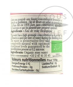 Ingredients Terre Exotique Organic Rose Water 100ml