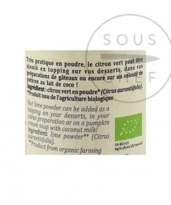 Terre Exotique Organic Dried Lime Powder 60g Ingredients