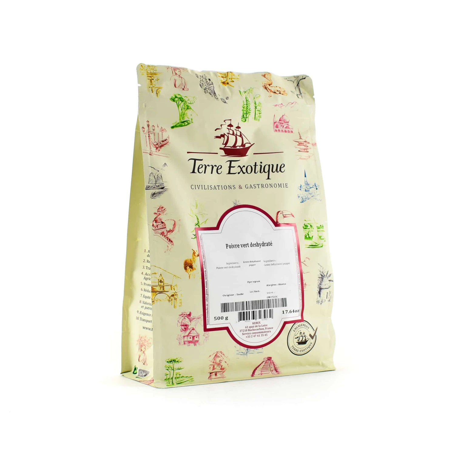 Ingredients Terre Exotique Green Dehydrated Pepper 500g 3 Ingredients Terre Exotique Green Dehydrated Pepper 500g