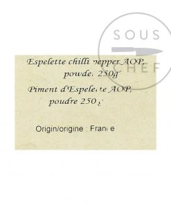 Terre Exotique Espelette Chili Pepper DOP 250g Ingredients