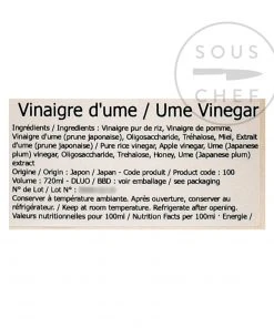 Oochi Ume Drinking Vinegar 720ml Ingredients