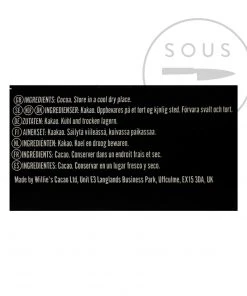 Ingredients Willie's Cacao Madagascan Black 100% Cooking Chocolate 180g