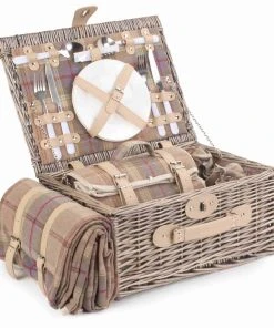 Willow Direct Tartan Picnic Hamper For 2 Lavender