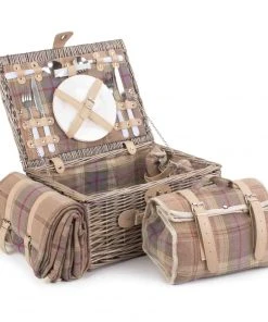 Willow Direct Tartan Picnic Hamper For 2 Lavender