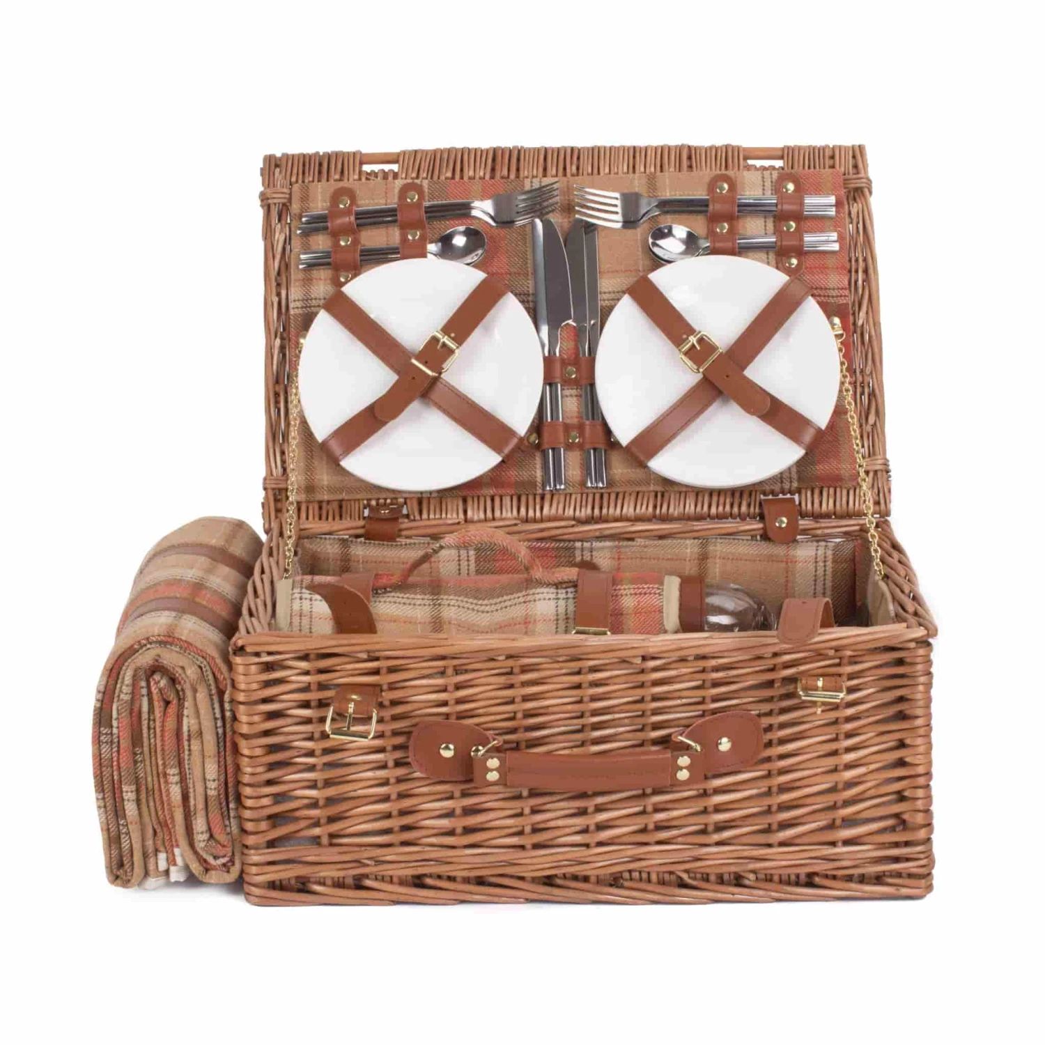 Willow Direct Tartan Picnic Hamper For 4 Autumn Red 6 Willow Direct Tartan Picnic Hamper For 4 Autumn Red