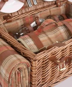 Willow Direct Tartan Picnic Hamper For 4 Autumn Red 11 Willow Direct Tartan Picnic Hamper For 4 Autumn Red
