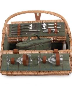 Willow Direct Tweed Oval Picnic Hamper For 2 Green