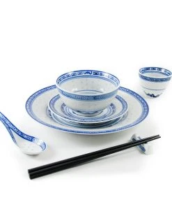 Chinese Tableware Tableware Blue Rice Pattern Side Plate 15cm