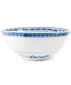 Chinese Tableware Blue Rice Pattern Serving Bowl 20.3cm Tableware