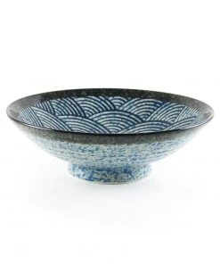 Kiji Stoneware & Ceramics Blue Wave Large Shallow Bowl