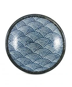 Kiji Stoneware & Ceramics Blue Wave Large Shallow Bowl
