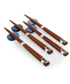 Kiji Stoneware & Ceramics Japanese Chopstick & Rest Set - Blue