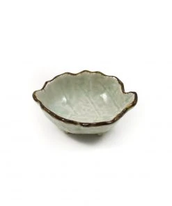 Kiji Stoneware & Ceramics Cream & Pale Green Leaf Dish