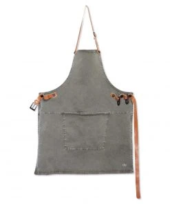 Dutchdeluxes Canvas BBQ Apron In Grey-Green