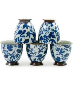 Kiji Stoneware & Ceramics Kashiwa Blue Japanese Teacup Set 7 Kiji Stoneware & Ceramics Kashiwa Blue Japanese Teacup Set