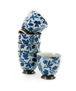 Kiji Stoneware & Ceramics Kashiwa Blue Japanese Teacup Set