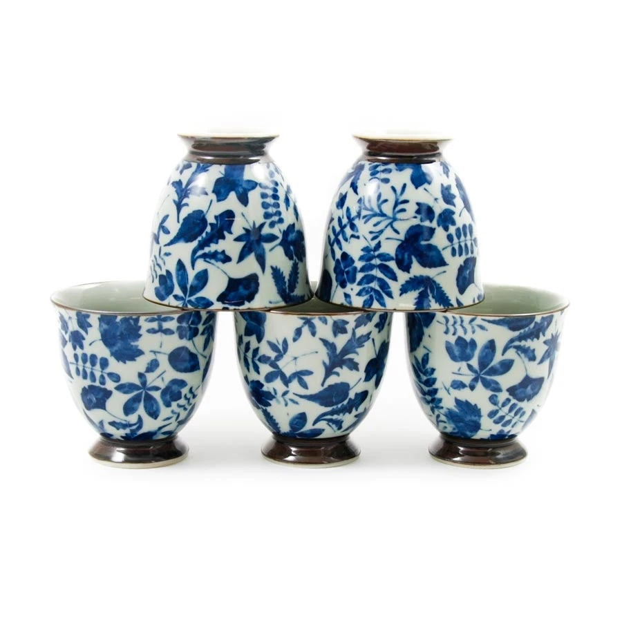 Kiji Stoneware & Ceramics Kashiwa Blue Japanese Teacup Set 5 Kiji Stoneware & Ceramics Kashiwa Blue Japanese Teacup Set