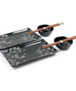 Kiji Stoneware & Ceramics Kuro Hana Sushi Serving Set 11 Kiji Stoneware & Ceramics Kuro Hana Sushi Serving Set