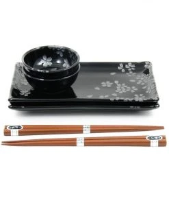 Kiji Stoneware & Ceramics Kuro Hana Sushi Serving Set 12 Kiji Stoneware & Ceramics Kuro Hana Sushi Serving Set