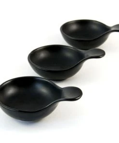 Kiji Stoneware & Ceramics Black Porcelain Lipped Canape Dish X 12 Tableware