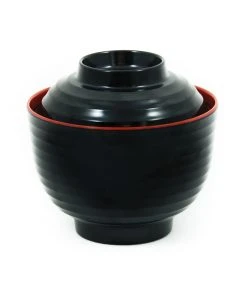 R&B Melamine Red & Black Miso Soup Bowl Tableware
