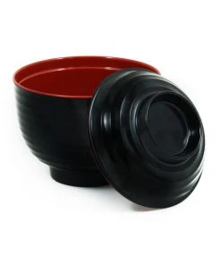 R&B Melamine Red & Black Miso Soup Bowl Tableware