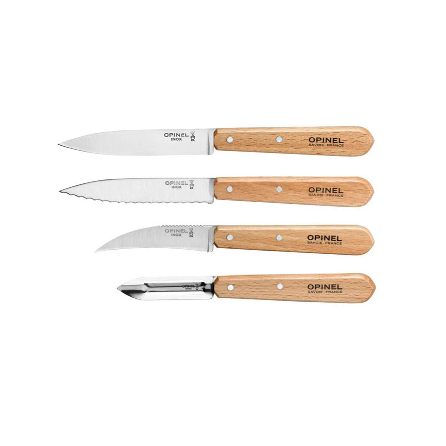 Opinel Essential Beech Handle Kitchen Knives - Set Of 4 Cookware 3 Opinel Essential Beech Handle Kitchen Knives - Set Of 4 Cookware