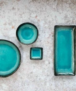 Kiji Stoneware & Ceramics Square Turquoise Dipping Bowl 7cm Tableware