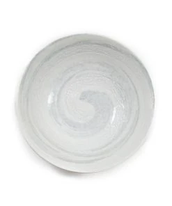 Kiji Stoneware & Ceramics White & Grey Swoosh Ramen Bowl Tableware