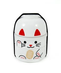 Hakoya Tableware White Manekineko Bento Box 640ml